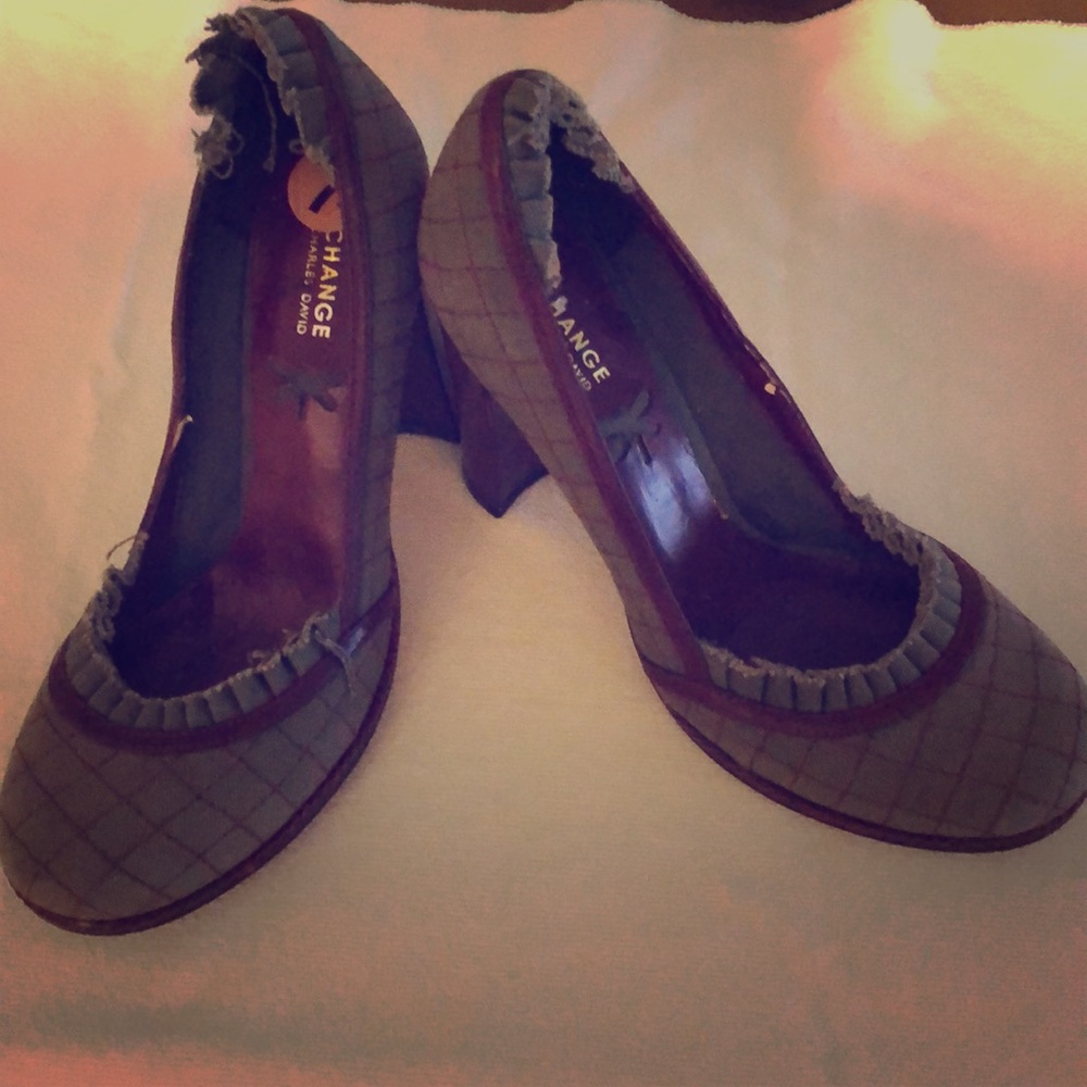 Grey with Burgundy trim heels